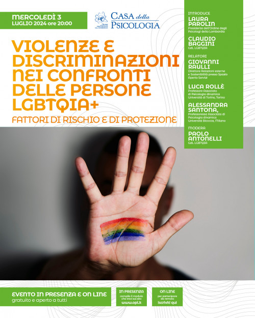 🌈 3 luglio - Violenze e discriminazioni nei confronti delle persone LGBTQIA+: fattori di rischio e di protezione