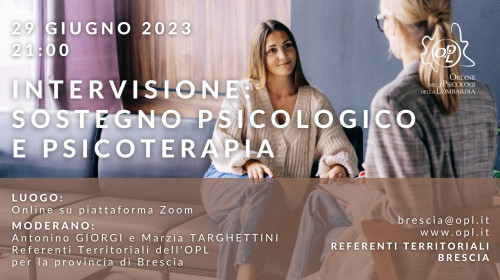 immagine articolo Brescia – Intervisione: sostegno psicologico e psicoterapia