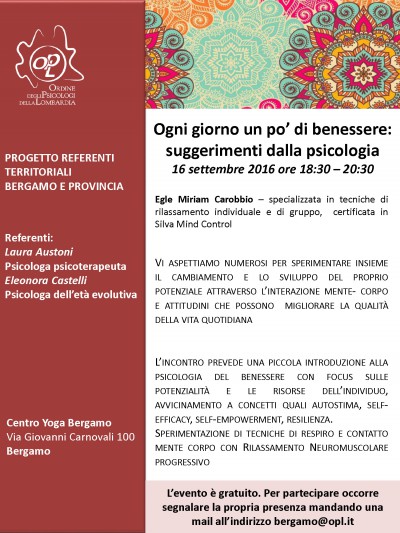 immagine articolo BERGAMO - Ogni giorno un po’ di benessere: suggerimenti dalla psicologia