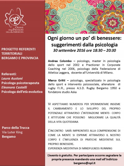 immagine articolo BERGAMO - Ogni giorno un po’ di benessere: suggerimenti dalla psicologia