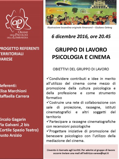 immagine articolo BUSTO ARSIZIO (VA) - Gruppo di lavoro Psicologia e Cinema